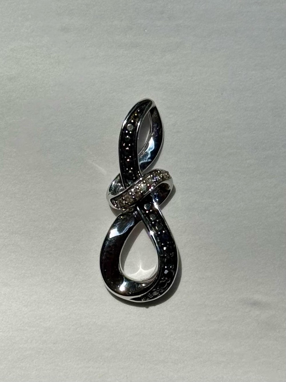 Zales Sterling Silver Infinity Pendant, Black + White Diamonds [Pendant Only]